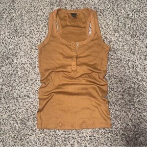 wild fable Ribbed Henley Tank Top - Caramel Brown